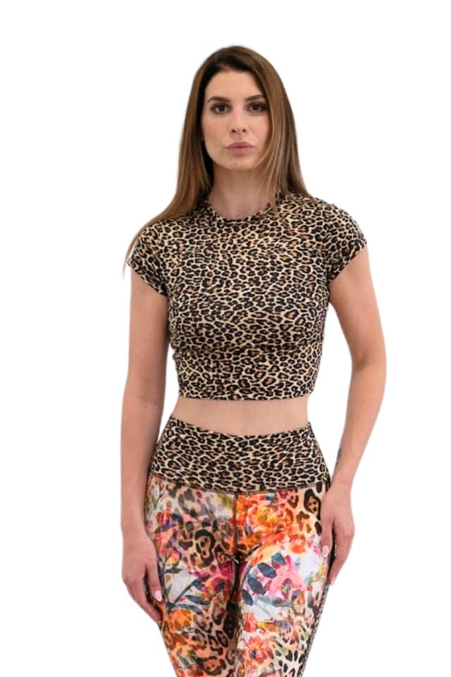 Indi-Go Ocelot Rövid Ujjú Crop Top 'M'