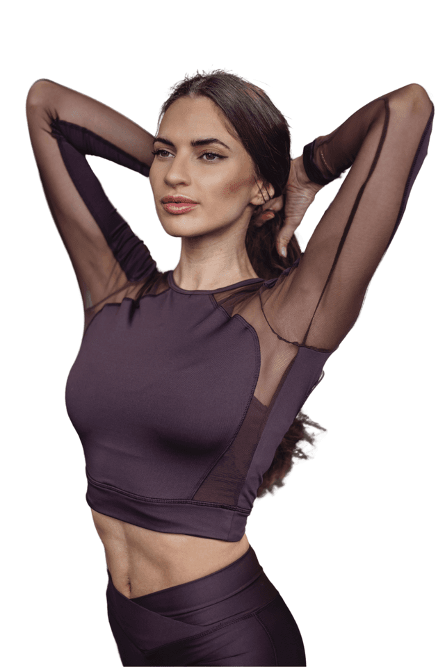 Indi-Go Hullám Choco Fitness Hosszú ujjú crop top 'L'