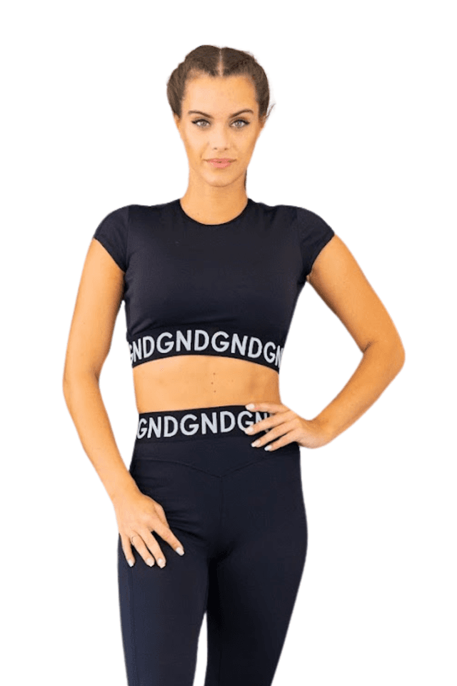 Indi-Go NDG Colors rövid ujjú crop top, fekete-fekete 'M'